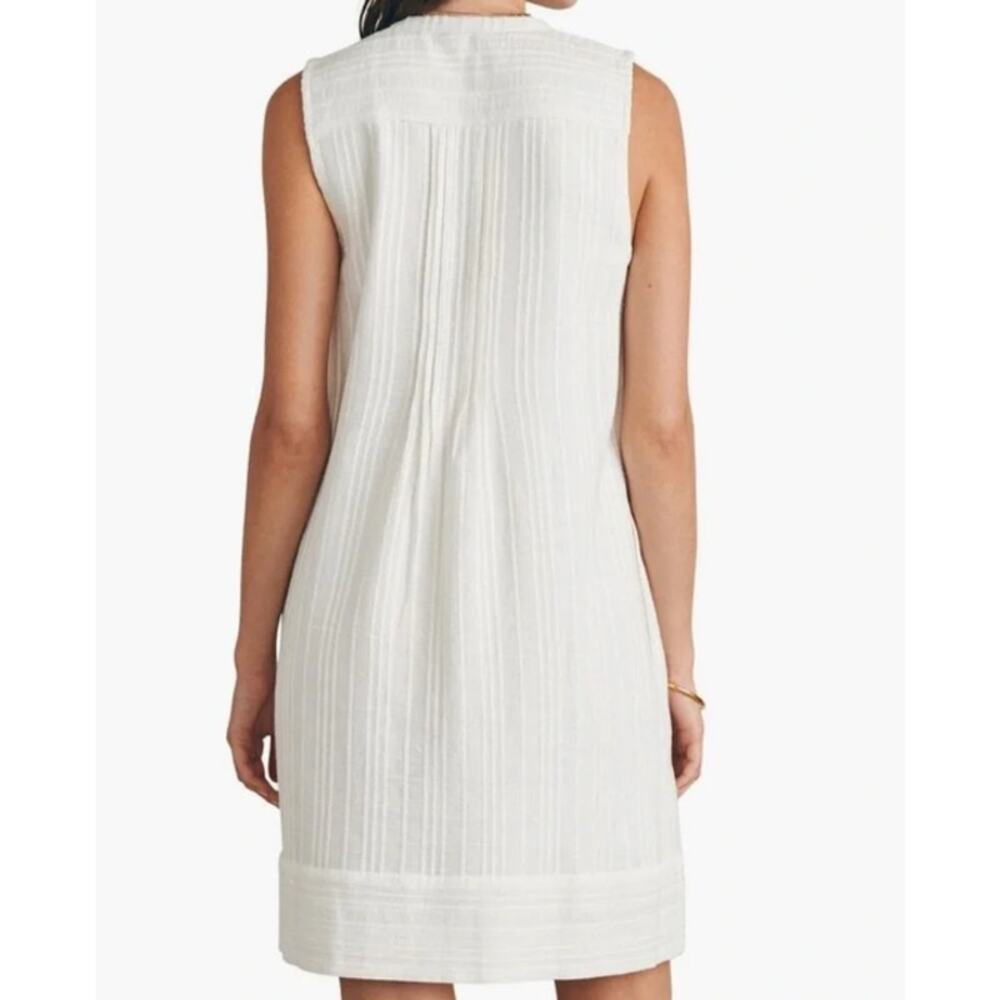 Faherty Isha Mini Dress Button Front Pleated Pintuck Sleeveless Boho Cottagecore - Picture 3 of 14